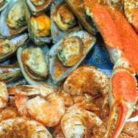 Big Combo · 1 lb snow crab legs, 1 lb shrimp, and choice of a dozen clams or mussels