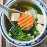 Vegetable & Tofu Soup · Mixed vegetables with soft tofu in vegetarian broth.
