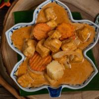 Massaman Curry · Mild. Your choice of meat simmered in thai massaman curry sauce with potatoes, carrots, onio...