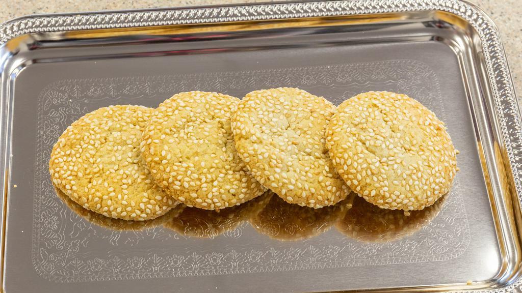 Sesame (Each) · Butter cookie rolled in sesame seeds and cooked to a nice crisp.