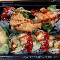 Shrimp Tempura · Batter-fried shrimp (3) and vegetables with tempura sauce.