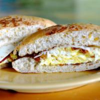 Breakfast Bunwich · Scrambled eggs and pepper jack cheese on a jalapeño cheese bun.