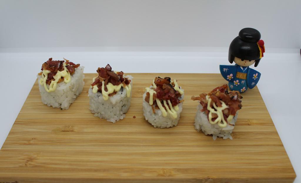 Tb & O-4Pcs · california roll topped with crispy onion, japanese mayo and torched bacon crumbles