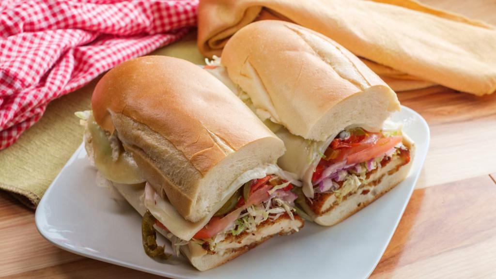 Western Chicken & Cheese Sub · Satisfying chicken sub with hot jalapeños, poblanos, chipotle mayo and provolone.