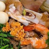 Nam Vang Noodle Soup - Hủ Tiếu Nam Vang · Rice noodle soup w/ shrimp, pork, quail eggs, liver, and ground pork.