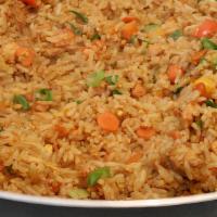 Fried Rice Pan · Large Pan of fried rice with mixed veggies