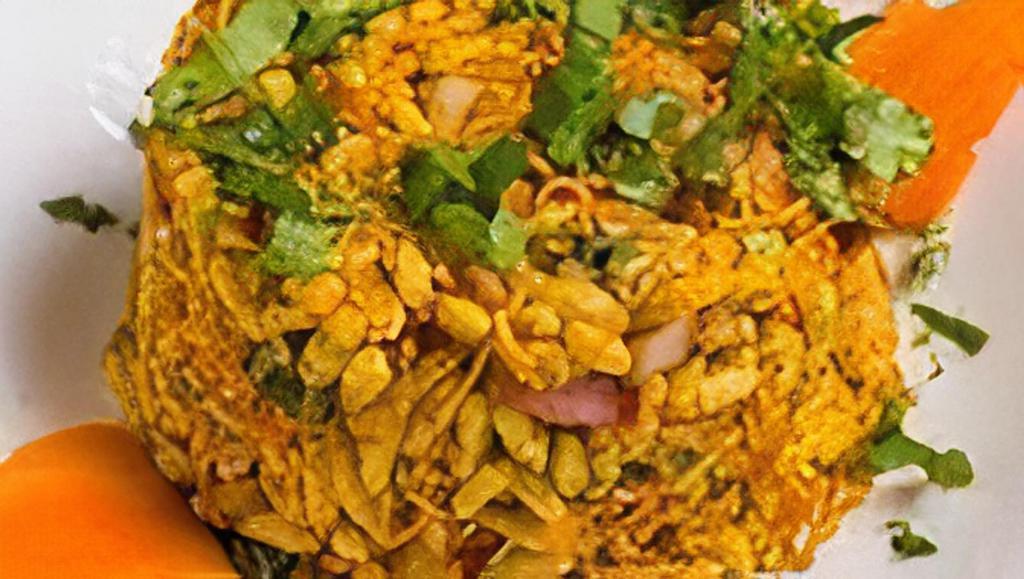 Mumbai Bhel Puri · Puffed rice, savory morsels, chutnies.