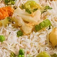 Amritsari Pulav · Basmati rice with vegetables and paneer cheese.