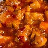 Chili Chicken (Gravy) · Chicken sautéed with green chilies and bell pepper.