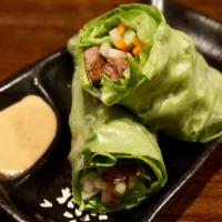 Fresh Spring Roll (2) · Gluten Free.  Chicken/beef/shrimp with homemade pickled carrot and radish, Japanese cucumber...