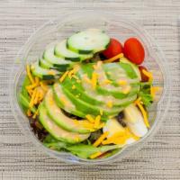Veggie Salad · Fresh Sliced Avocado, Boiled eggs, Tomato, Dried Cranberries, Cucumber, and Cheddar cheese o...