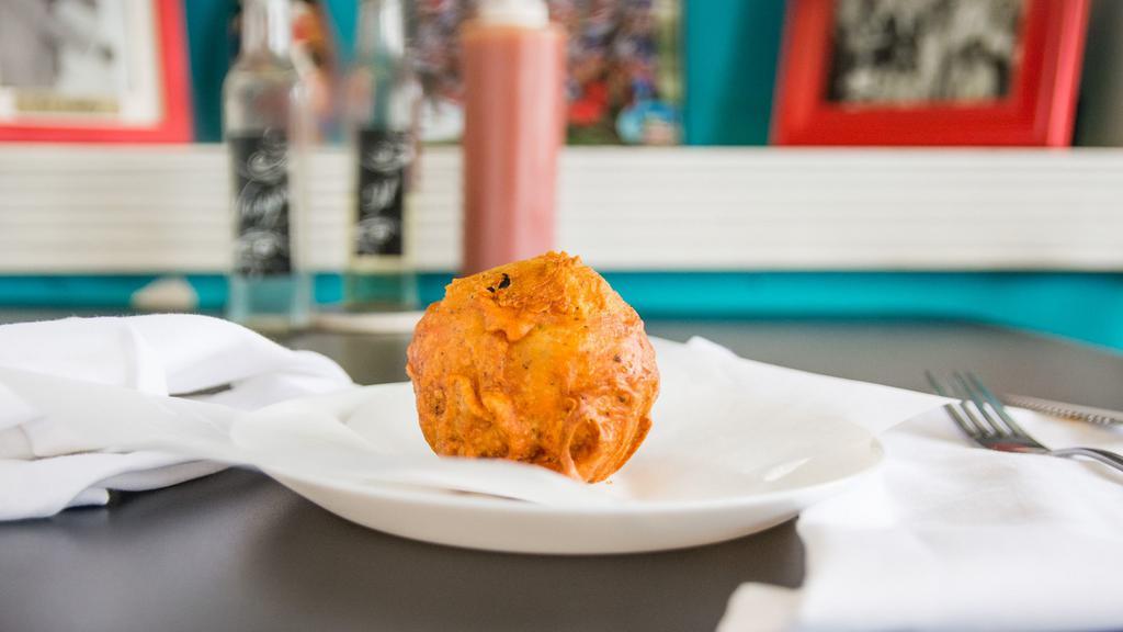 Relleno De Papa · Potato ball stuffed with beef.