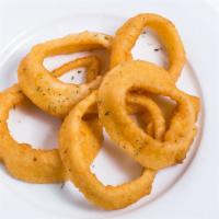Onion Rings · Beer battered onions rings fried to a golden standard with our signature sauce.