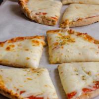 Four Cheeses Pizza · large pita bread,pizza sauce,four cheeses (feta,mozzarella,provolone,cheddar)&herbs