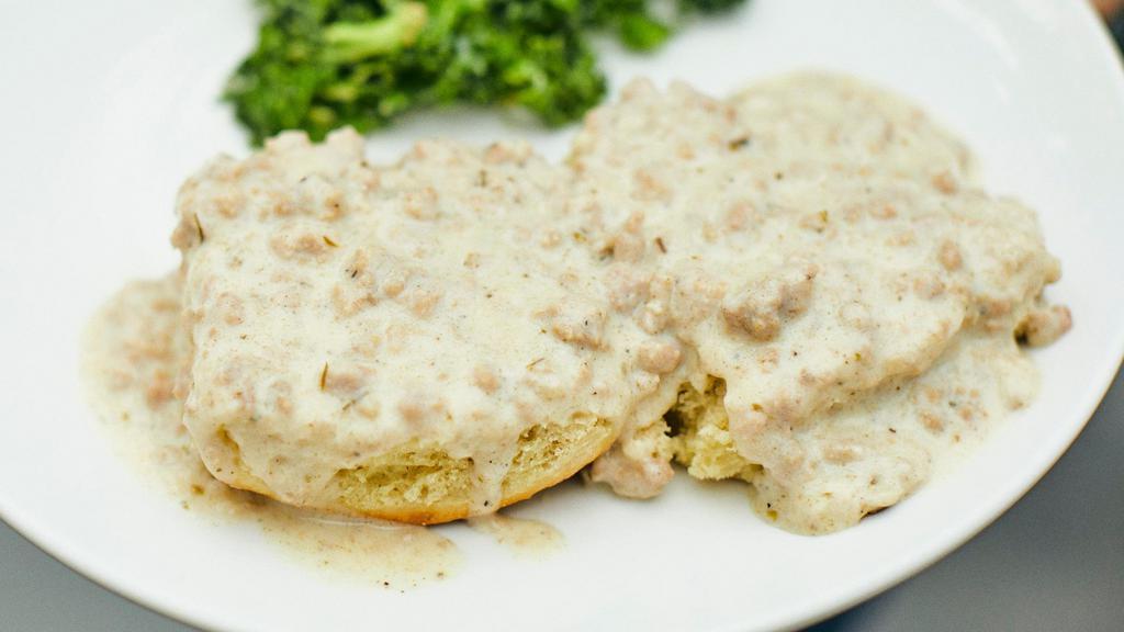 Biscuit And Sausage Gravy · Buttermilk Biscuit Topped with Local Sausage Gravy. Add an Egg for an Additional Charge.