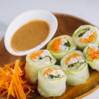 Chili Spring Rolls (6 Pcs) · Fresh hand-wrapped rice paper stuffed with seasoned chicken, lettuce, rice noodle, and basil...