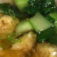 Wonton Soup · Clear broth with shrimp and pork wonton and bok choy