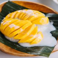 Sweet Sticky Rice With Fresh Mango · Sweet sticky rice served  with freshly sliced mango.