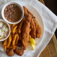 Catfish Dinner · Hand breaded in seasoned cornmeal and fried to a crispy golden brown. Small (3 fillets), reg...