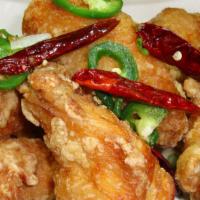 Crispy Chicken Wing With Red Pepper · Gluten free. Thai style.