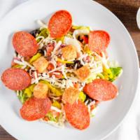 Italian Salad (Op) · Lettuce Blend, salami, ham, pepperoni, pizza cheese, black olives, tomatoes, pepperoncini's,...