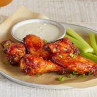 Traditional Wings (5) · Served with celery and your choice of house-made blue cheese or ranch.