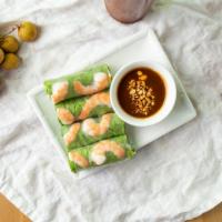 Vegetarian Fresh Spring Rolls (2) · Fresh rice paper rolls with tofu, vermicelli noodles, lettuce, mint, cilantro, served with p...