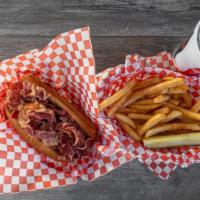 #4 Pastrami Sandwich With Fries And 20 Oz. Soda · A special combo that includes a pastrami sandwich, fries, and either a medium or large soft ...