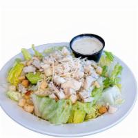 Chicken Caesar Salad · Grilled chicken, romaine lettuce, Parmesan cheese, Caesar dressings and croutons.