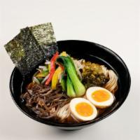 Taro Special Ramen · Bok choy, tofu, egg, moyashi sprouts, Tokyo scallion, takana pickles, mixed bell peppers, se...