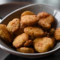 Fried Pickles · Corn masa, beer-battered pickles fried golden brown. Served with our
house-made buttermilk r...