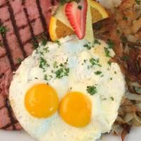 Big Bone-In Country Ham Steak & Eggs · 2 eggs any style, has brown potatoes ( contain green onions) - choice of toast, biscuit, or ...