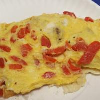 Italian Omelet · Three eggs, sausage, roasted red peppers and provolone cheese.