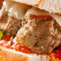 Meatball Sub · House made meatballs, melted provolone cheese, marinara sauce served on a toasted sub roll.