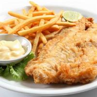 Fish N Chips · Hand breaded seasonal fish with fries