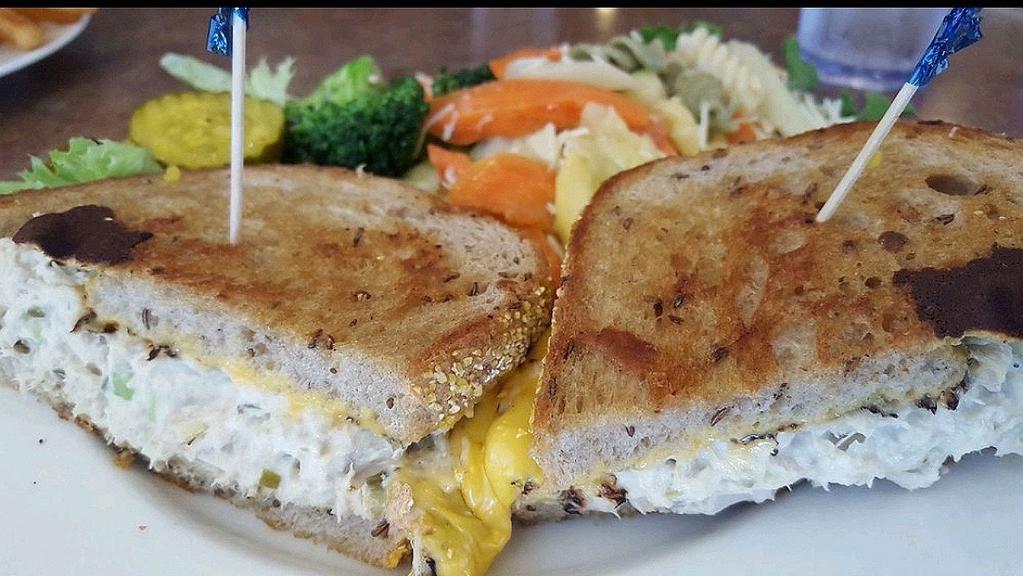 Tuna Melt Sandwich · Albacore tuna salad and melted cheese grilled on rye bread. Served with potato salad, cole slaw, pasta salad or french fries.