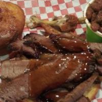 The Classic Combo · Choose 2 of our slow smoked meats and enjoy the different flavors (texas beef brisket, pulle...