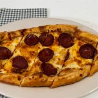 Pide · Boat-shaped Turkish pizza, topped with your choice of sucuk (Turkish pepperoni), cheese, veg...