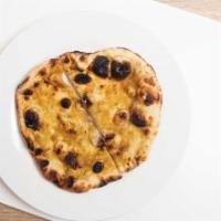 Garlic Naan · Leavened bread with roasted garlic and butter.