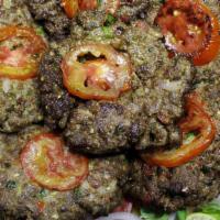 Chapli Kabob · Marinated ground Beef/Chicken Patty with special seasoning & spices. All sides.