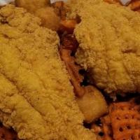 Fried Catfish Basket · (3)  boneless fillets salt and peppered - battered in seasoned corn meal, deep fried to perf...