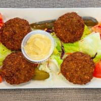 4 Pieces Falafel · Chickpea patties mixed with parsley and onion.