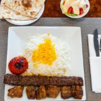 Friends Soltani Entree · Combination of ground beef and beef kabob.