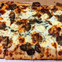 Guinea Pie · White sauce, spinach, grandma's meatballs, mozzarella, ricotta.