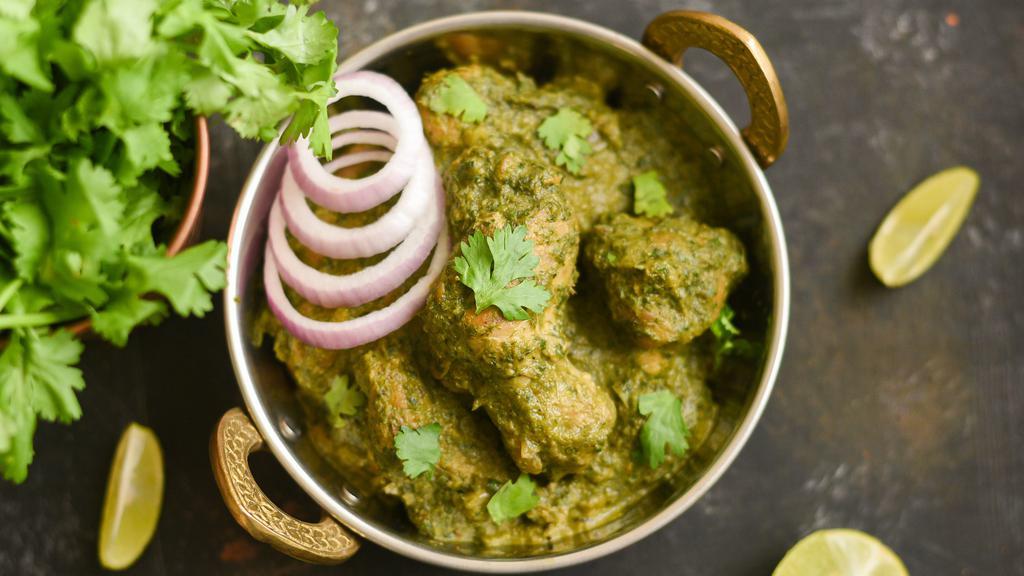 Nilgiri Chicken · Chicken cooked in green curry with coriander, mint and coconut.

Served with rice