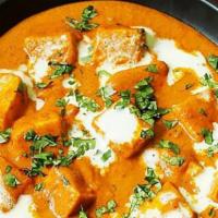 Paneer Makhani · Gluten free. Indian cheese in a creamy tomato sauce. Vegetarian.

Served with rice.