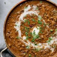 Dal Makhani · Gluten free. Black lentils and kidney beans cooked over a slow fire, seasoned with fresh her...