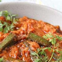 Bhindi Masala · Vegan, gluten free. Okra cooked with onions and spices. Vegetarian.

Served with rice.