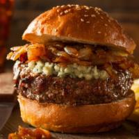 The Spicy Mexican Burger · Fresh grilled 1/3 lb beef patty, creamy avocado,
pepper jack cheese, grilled jalapenos, haba...
