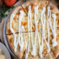 White Pizza · Garlic-oil base, mozzarella, ricotta, and parmigiana.